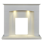 Acantha Tuscon White Marble Fireplace with Downlights, Surround only