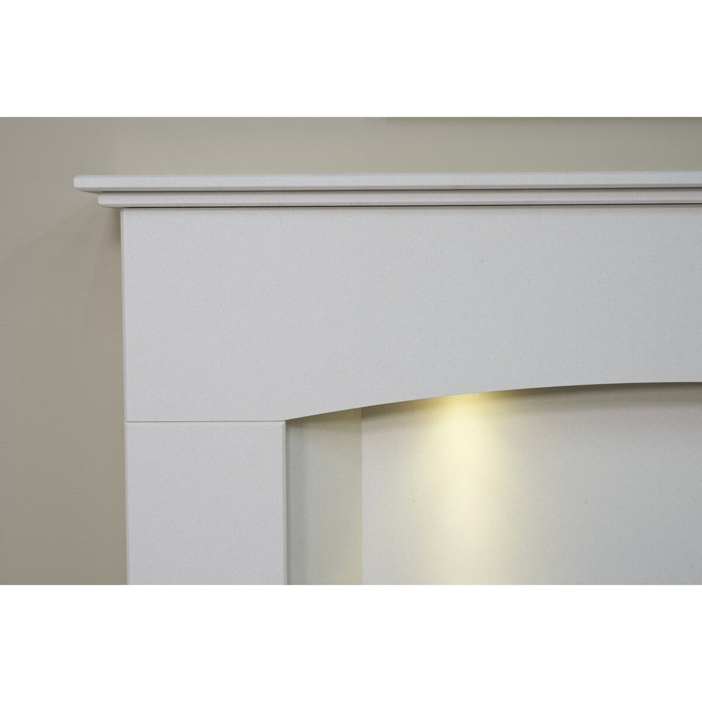 Acantha Tuscon White Marble Fireplace with Downlights, 48 Inch, image 18