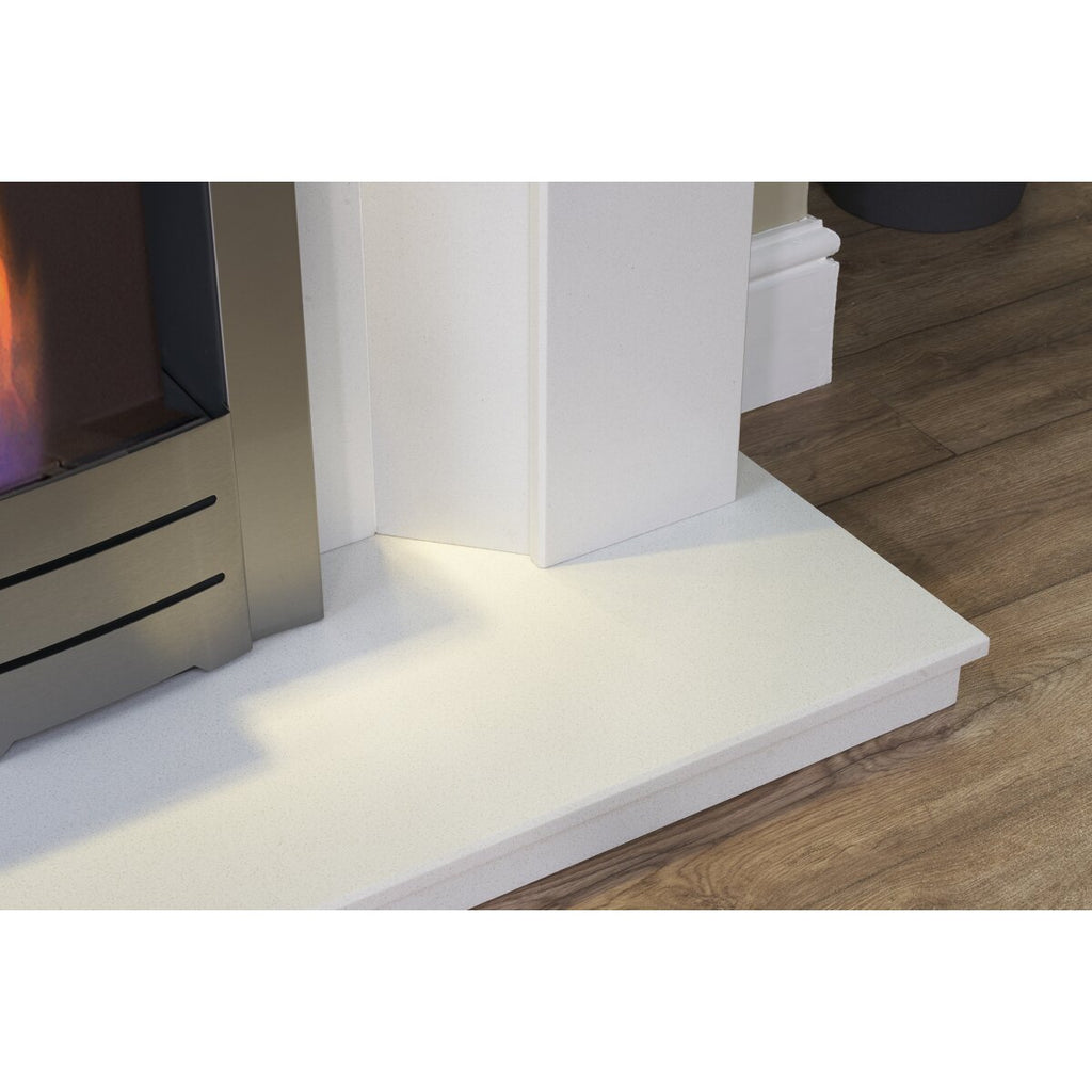 Acantha Tuscon White Marble Fireplace with Downlights, 48 Inch, image 16