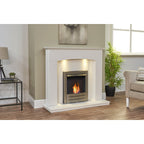 Acantha Tuscon White Marble Fireplace with Downlights, 48 Inch, image 15