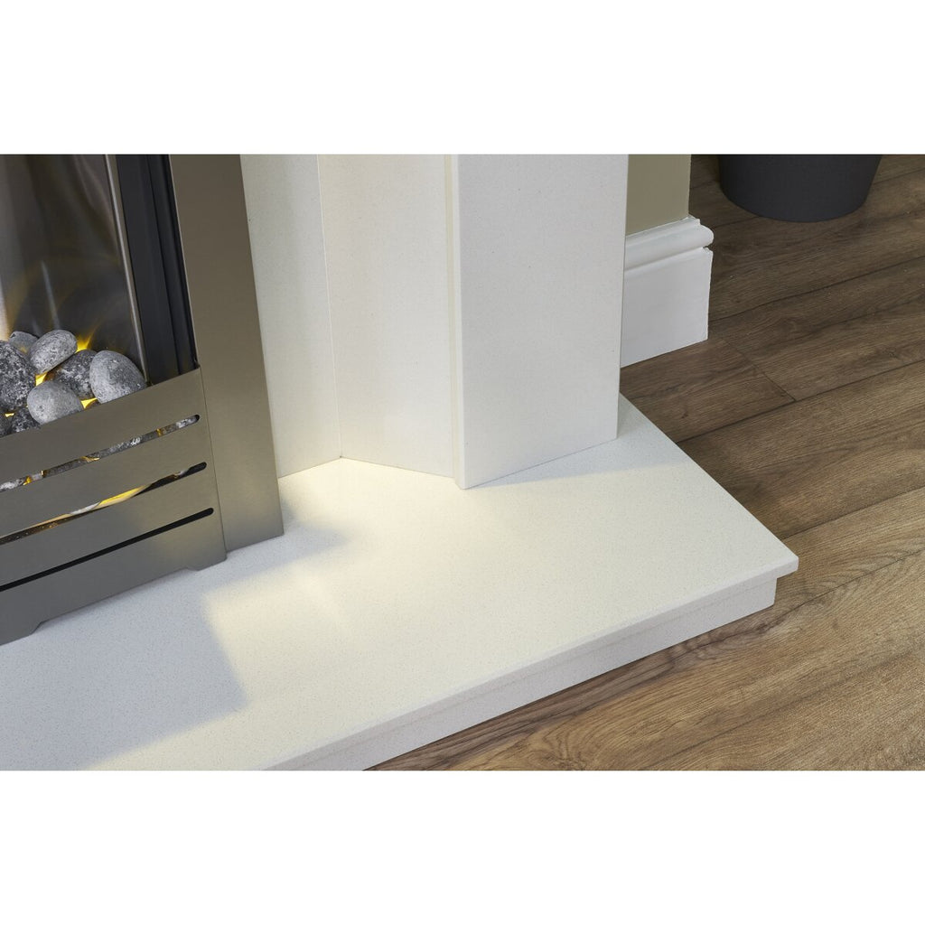 Acantha Tuscon White Marble Fireplace with Downlights, 48 Inch, image 12