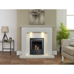 Acantha Tuscon White Marble Fireplace with Downlights, 48 Inch, image 19