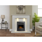 Acantha Tuscon White Marble Fireplace with Downlights, 48 Inch, image 21