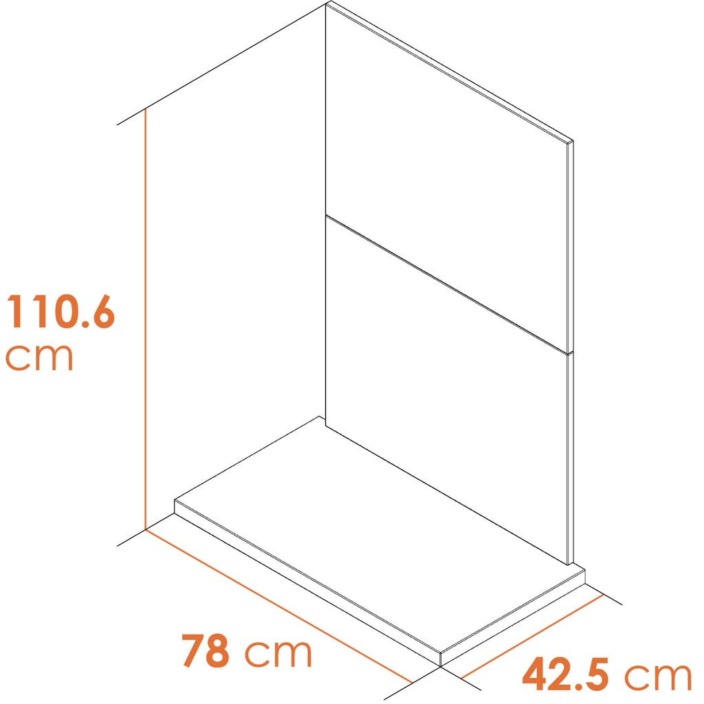 Acantha two tile and hearth set dimension diagram: 110.6 cm high, 78 cm wide, 42.5 cm deep