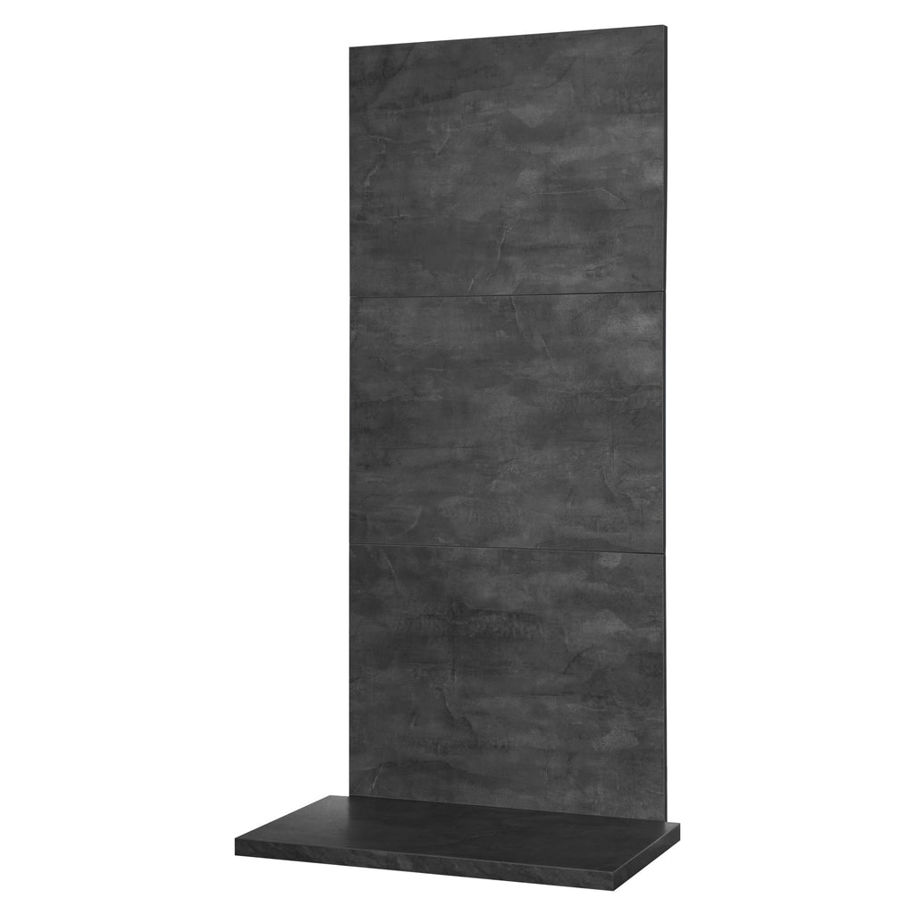 Acantha three tile and hearth set in slate Venetian plaster effect, angled view