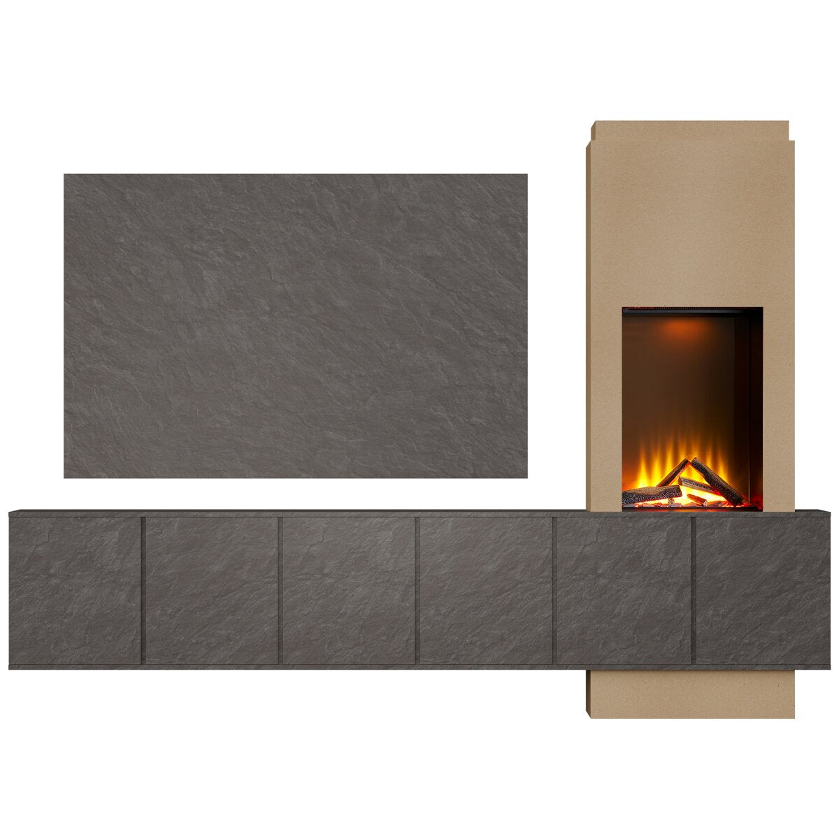 Acantha Zodiac Portrait Electric Media Wall with Storage Cupboards, 2kW, image 6