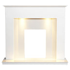Adam Alora White Marble Fireplace with Downlights, Surround only