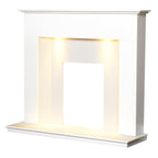Adam Alora White Marble Fireplace with Downlights, 48 Inch, image 2