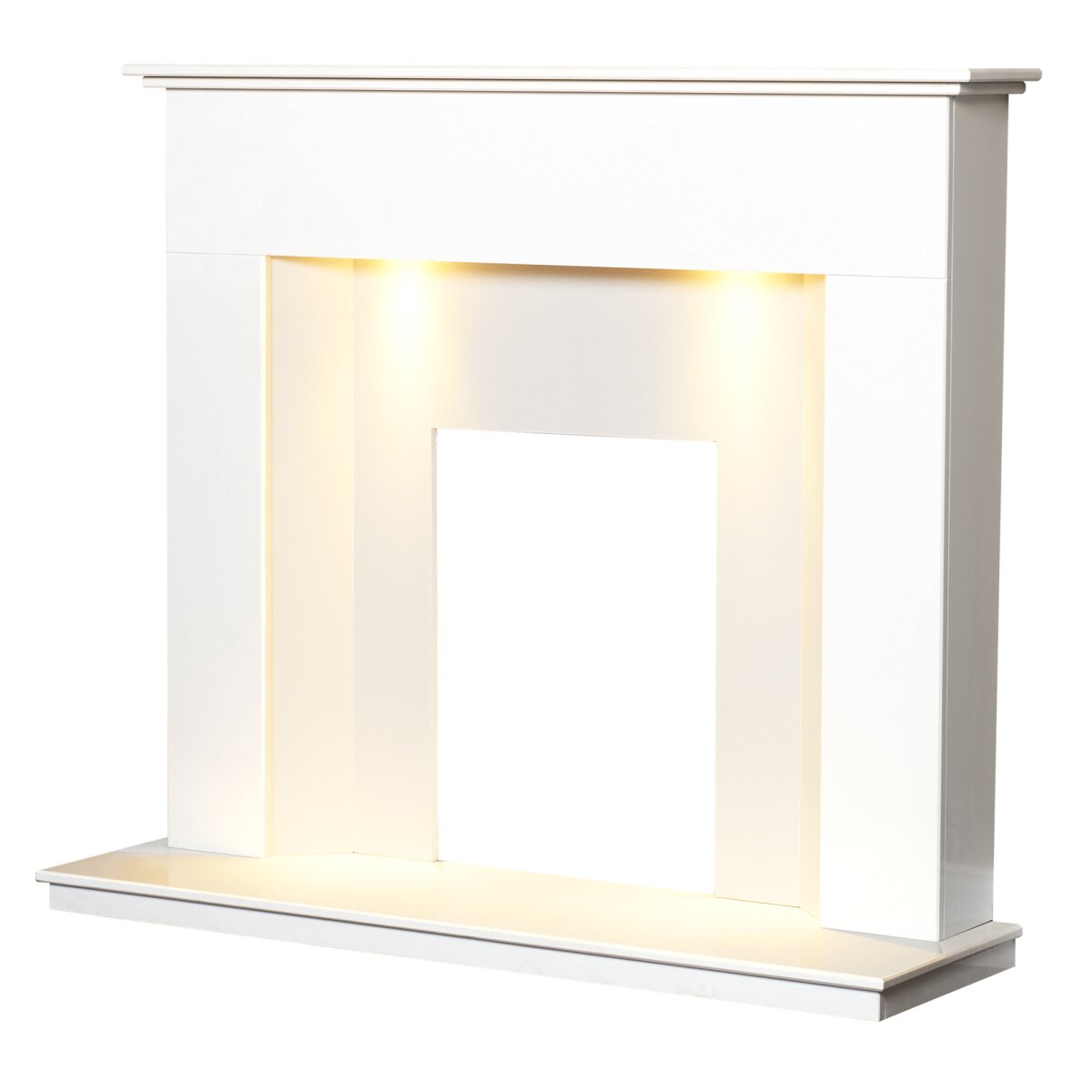 Adam Alora White Marble Fireplace with Downlights, 48 Inch, image 2