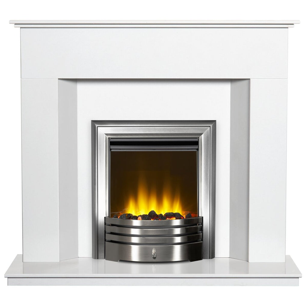 Adam Alora White Marble Fireplace with Downlights, 48 Inch, image 20
