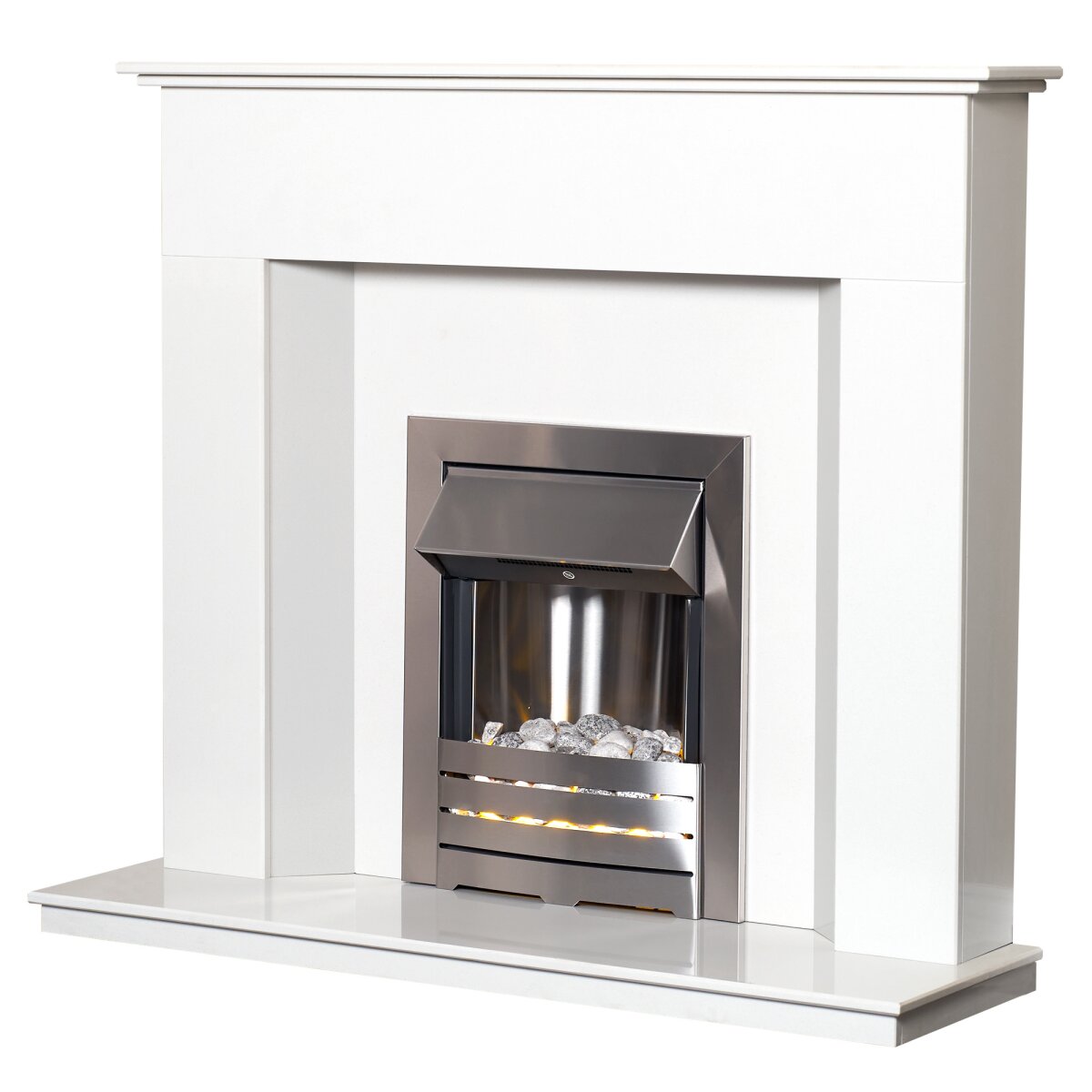 Adam Alora White Marble Fireplace with Downlights, 48 Inch, image 14