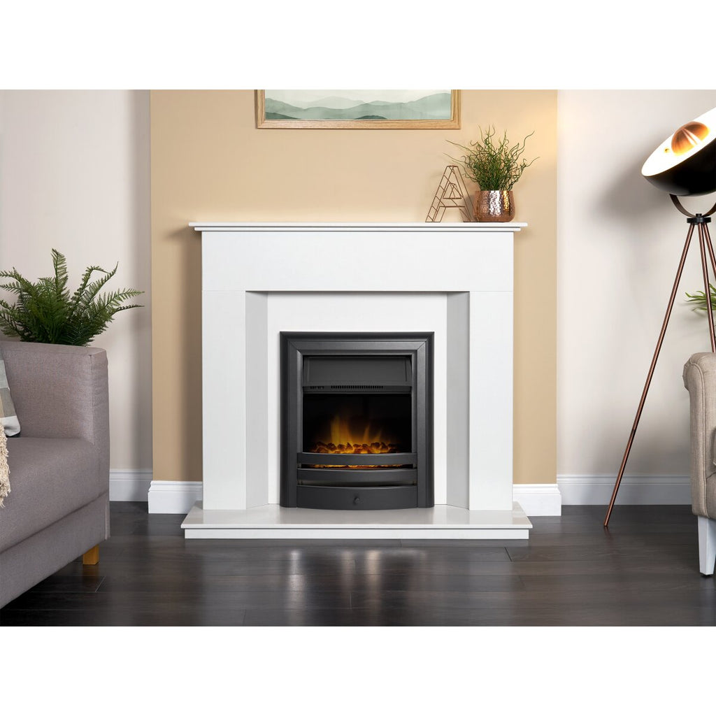 Adam Alora White Marble Fireplace with Downlights, 48 Inch, image 22