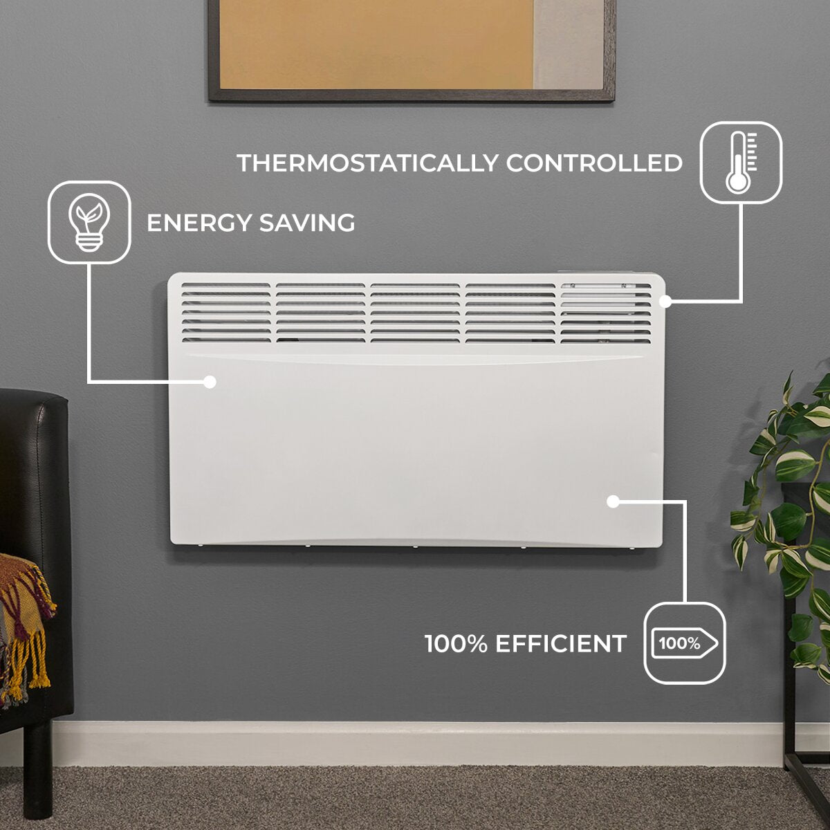 Adam Amba Electric Radiator in White, 1000W or 2000W, image 12