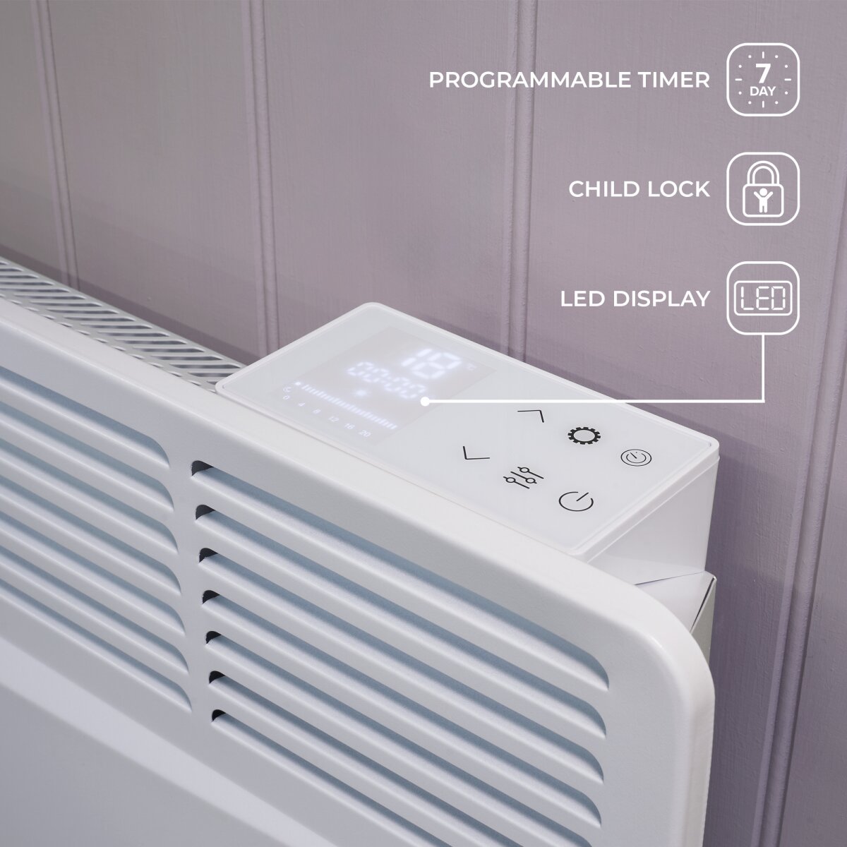 Adam Amba Electric Radiator in White, 1000W or 2000W, image 13