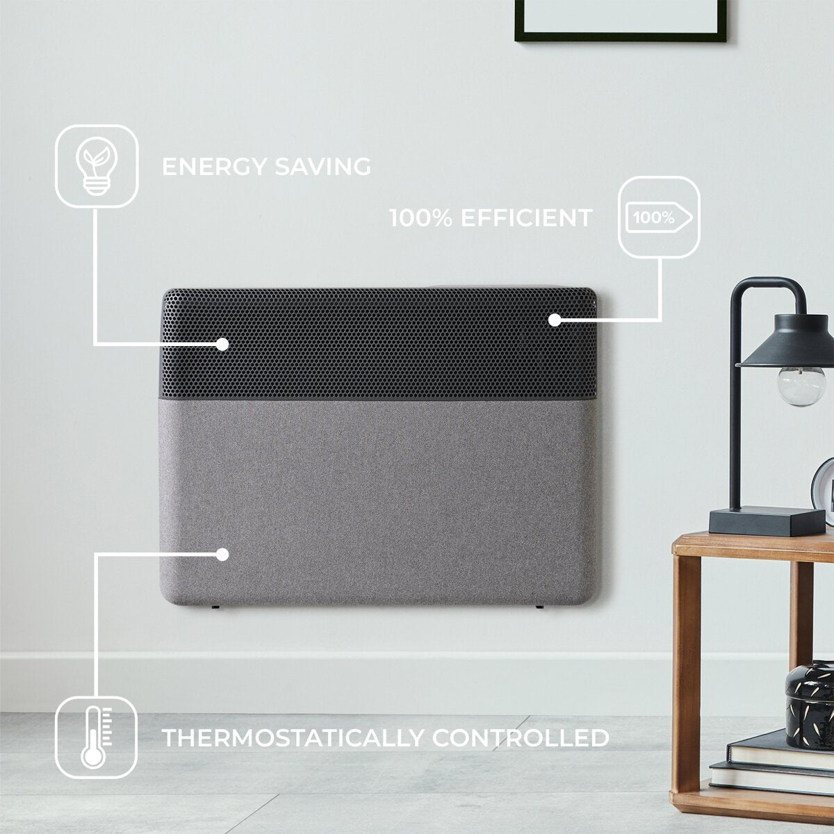 Adam Axon 1500W Electric Radiator in Grey with Smart WiFi Control, image 2