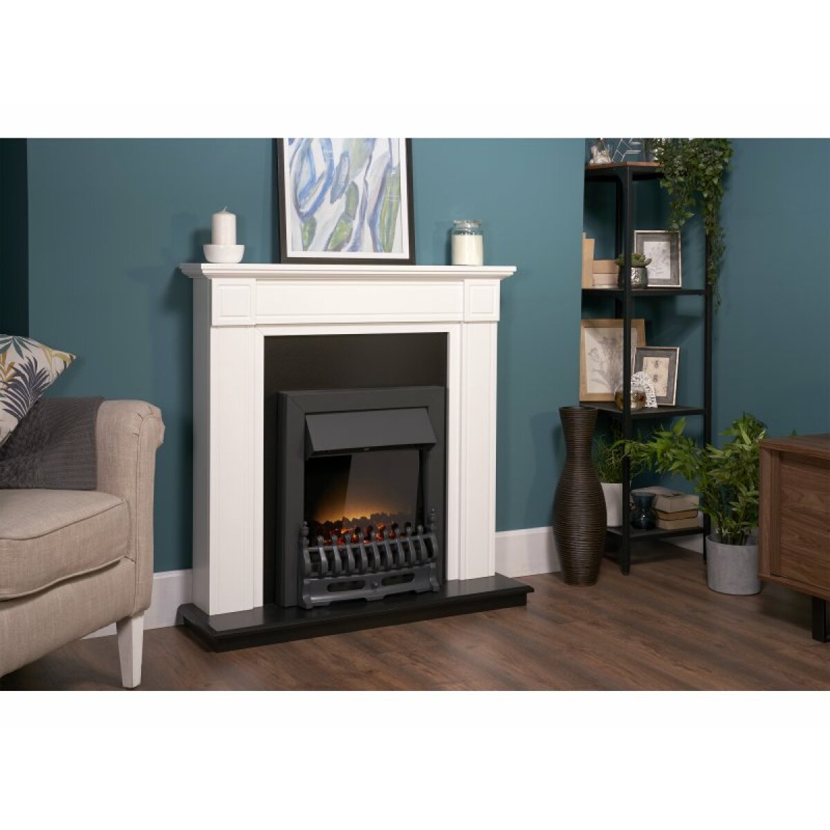 Adam Blenheim Inset Electric Fire, 2kW, Black, Brass or Chrome, image 2