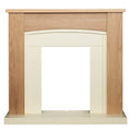 Adam Chilton fireplace surround in oak finish with cream back panel and hearth, front view