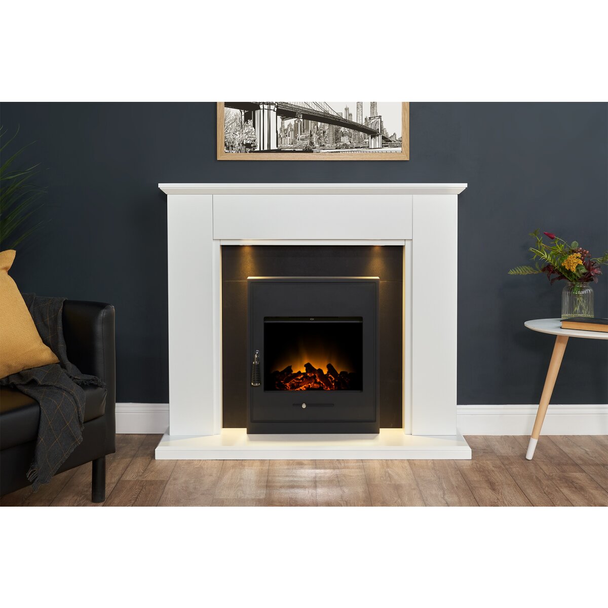 Adam Eltham Fireplace with Oslo Electric Fire and Downlights, 45 Inch, image 3