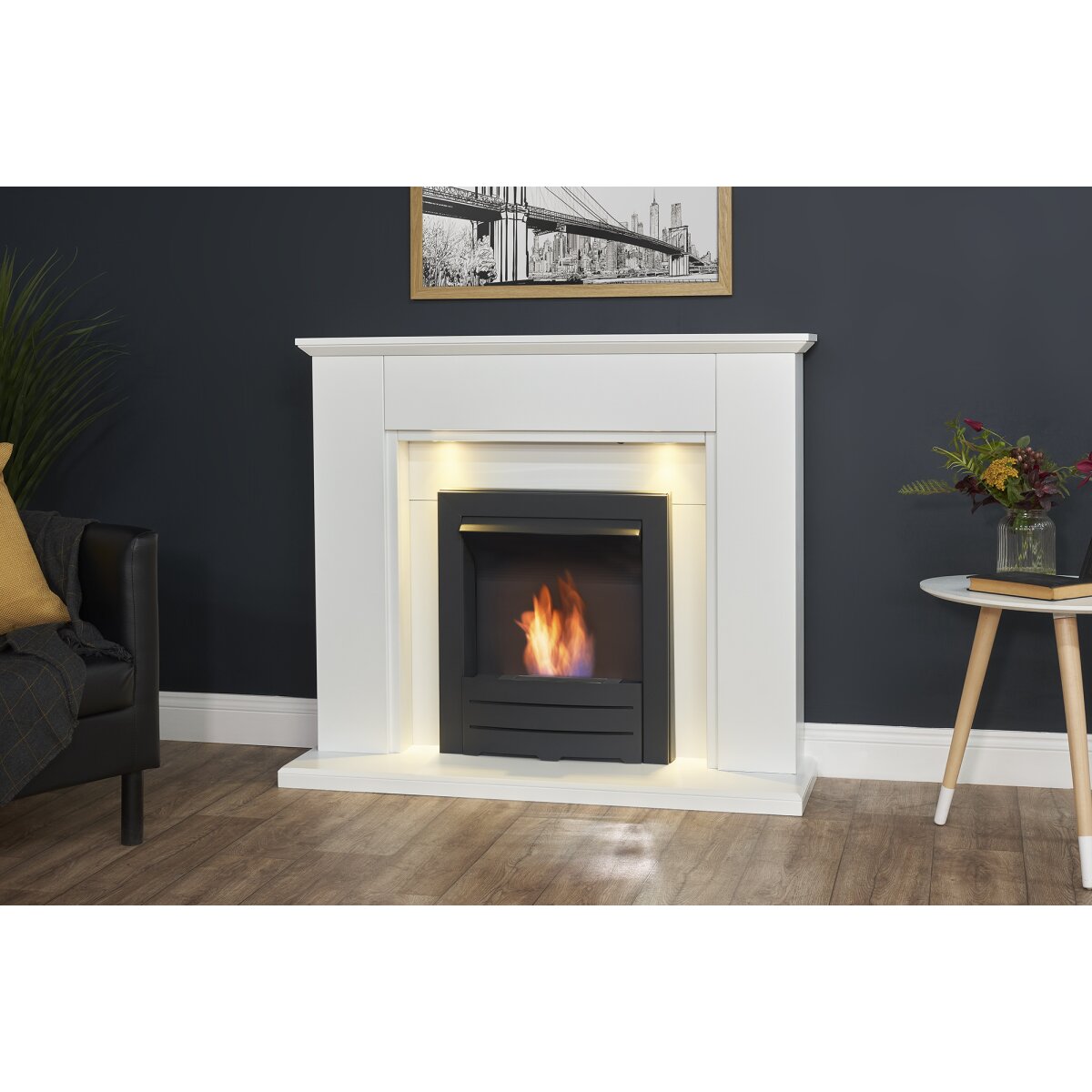 Adam Eltham Fireplace with Downlights & Colorado Bioethanol Fire, 45 Inch, image 2