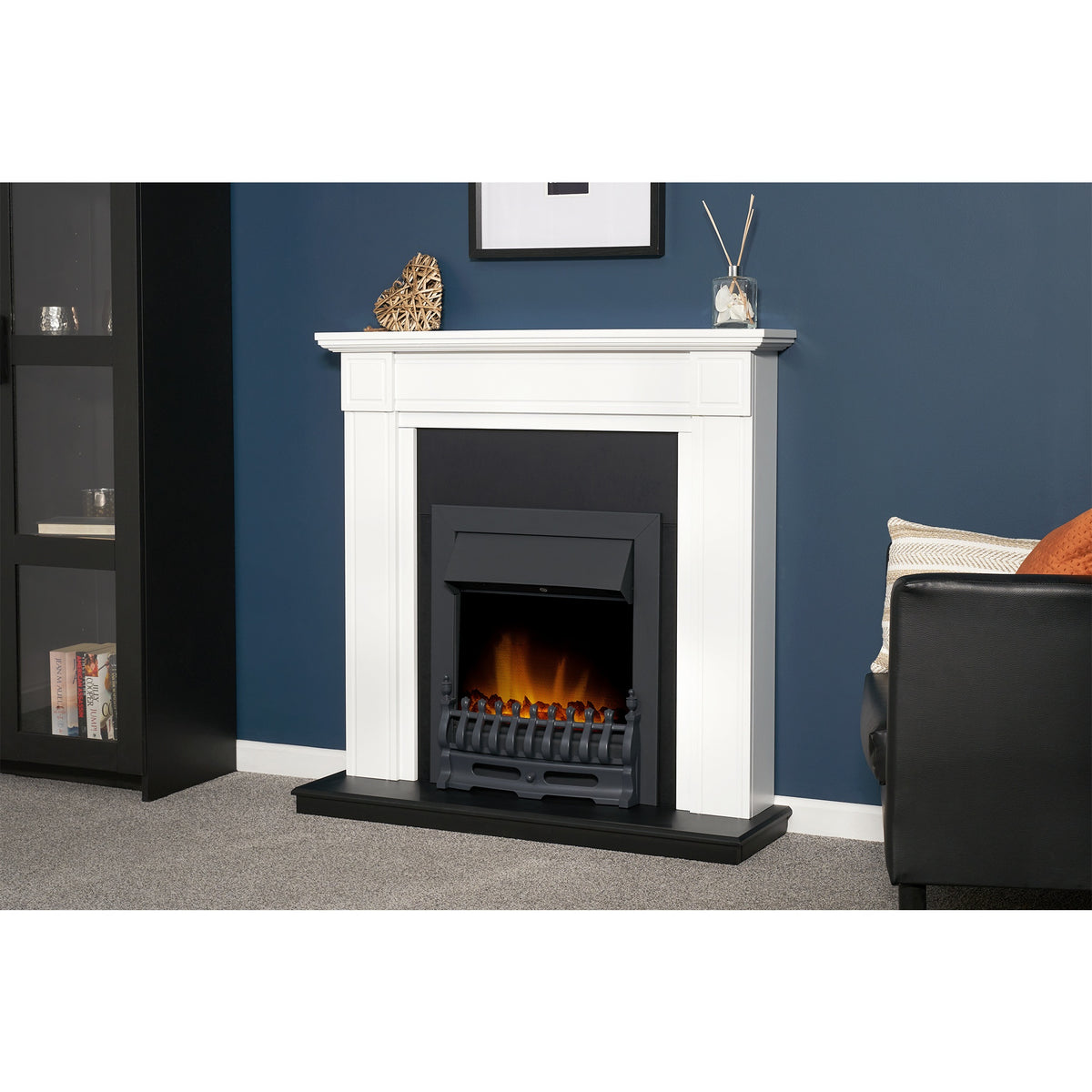 Adam Georgian fireplace suite with Blenheim electric fire in a living room