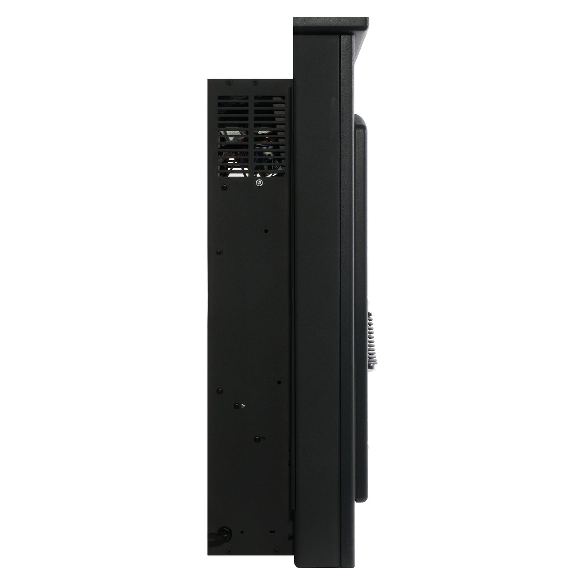Adam Holston electric inset stove in black, side view