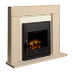 Adam Malmo oak and cream fireplace suite with Oslo inset stove, angled view
