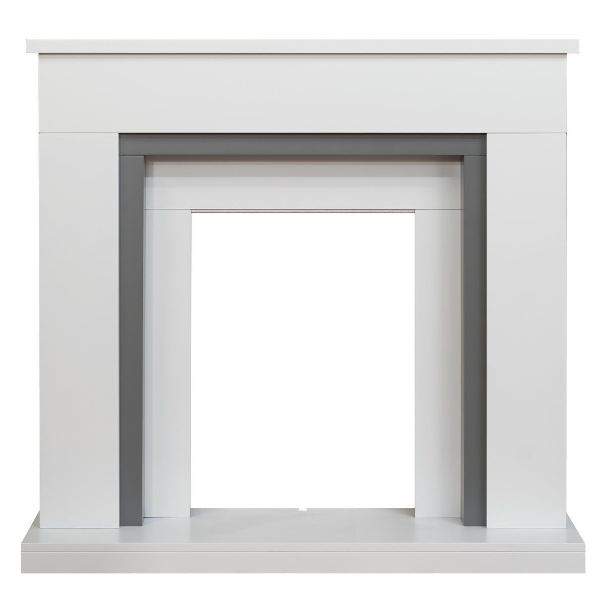 Adam Milan fireplace surround in pure white and grey, front view