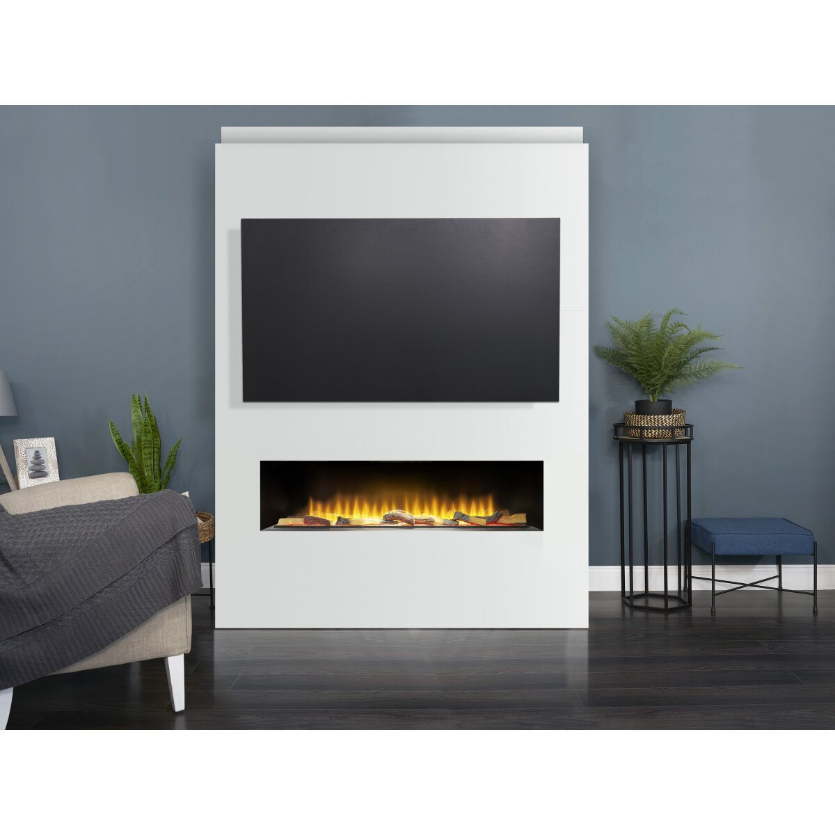 Adam Sahara Pre-Built Fully Inset Media Wall 1 with 51 Inch Electric Fire