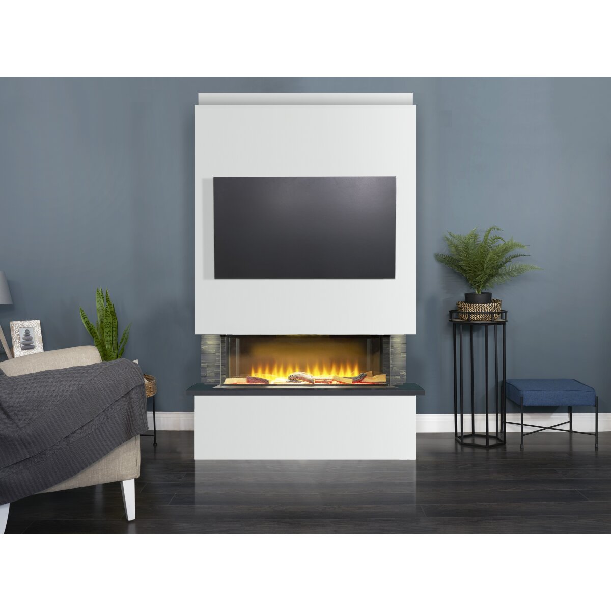 Adam Sahara Pre-Built Panoramic Media Wall 2 with 31 Inch Electric Fire