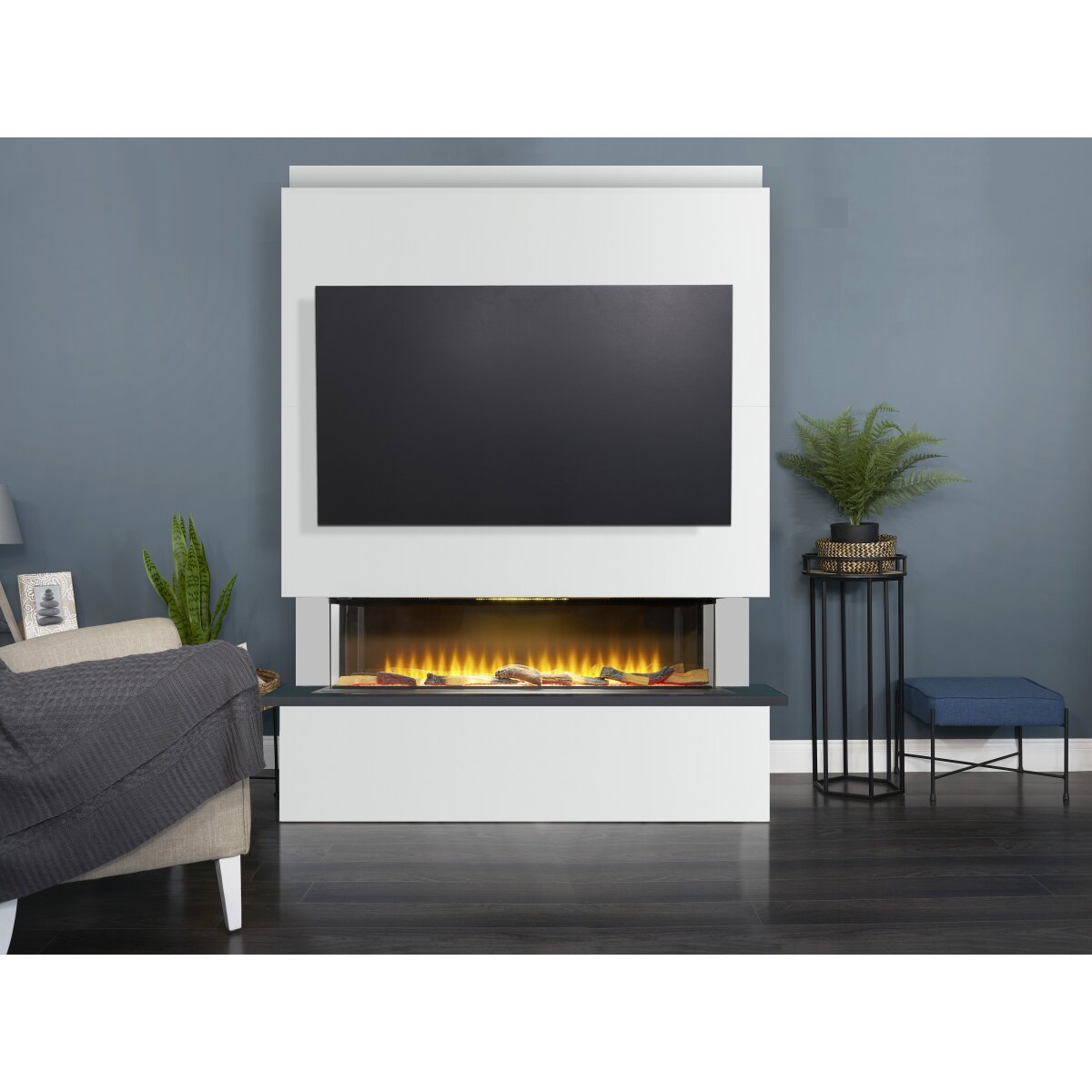 Adam Sahara Pre-Built Panoramic Media Wall 3 with 51 Inch Electric Fire