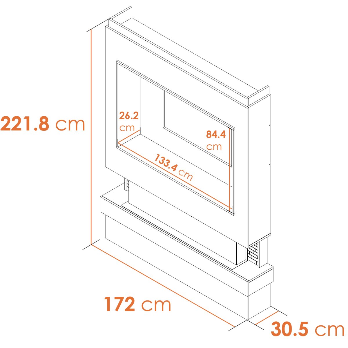 Adam Sahara Pre-Built Panoramic Media Wall 5 with TV Recess, 51 Inch Fire, image 5