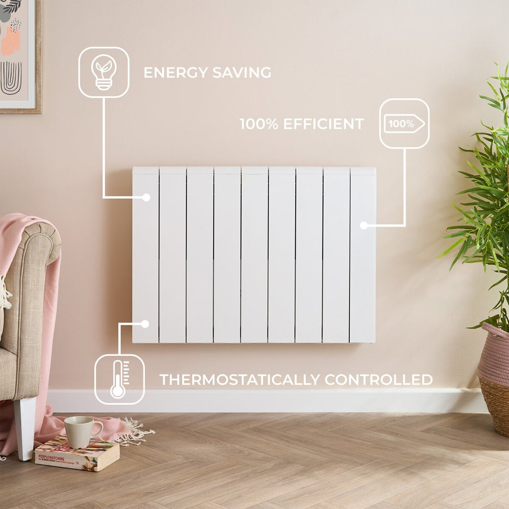 Adam Samson 2000W Dual Heating Electric Radiator in White, Smart WiFi, image 2