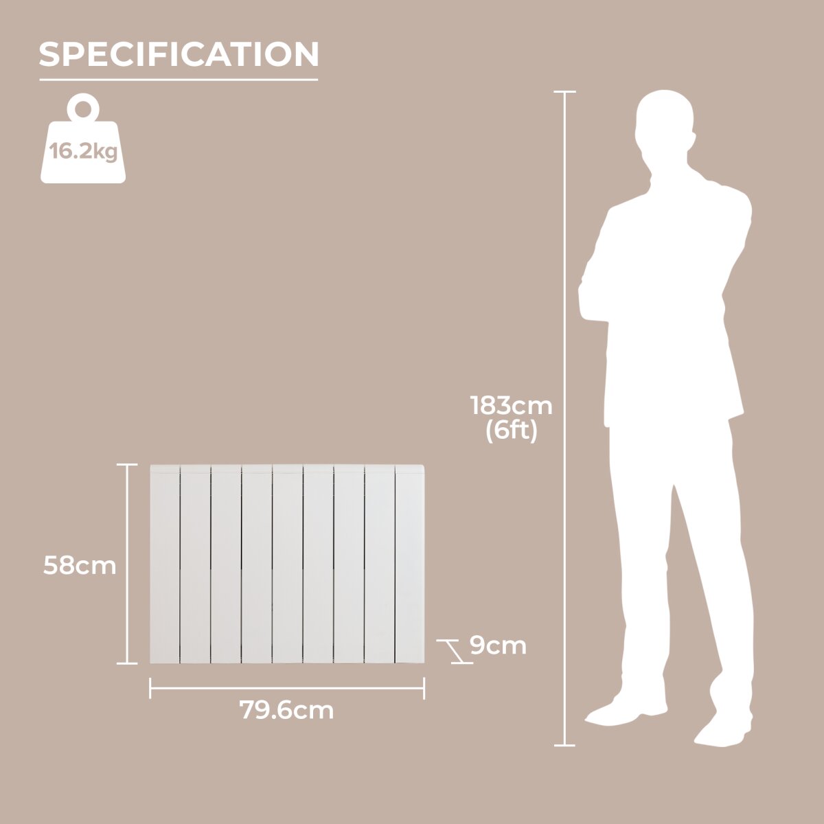 Adam Samson 2000W Dual Heating Electric Radiator in White, Smart WiFi, image 8