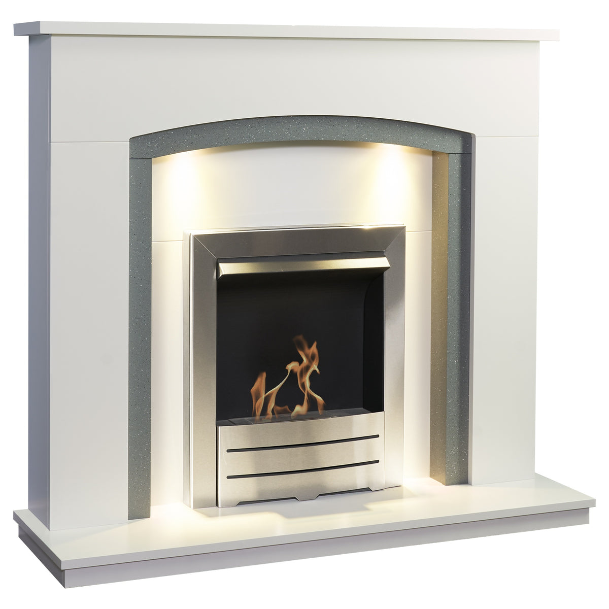 Adam Savanna fireplace suite with Colorado bioethanol fire, seen from an angle