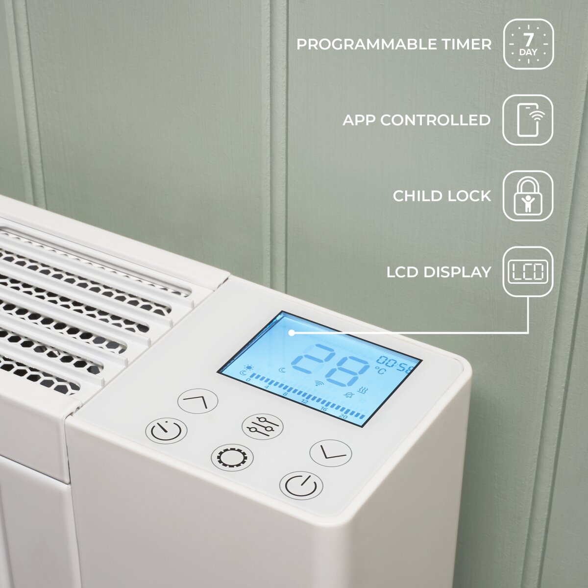 Adam Sola Ceramic-IQ 1500W Electric Radiator in White with Smart WiFi, image 4