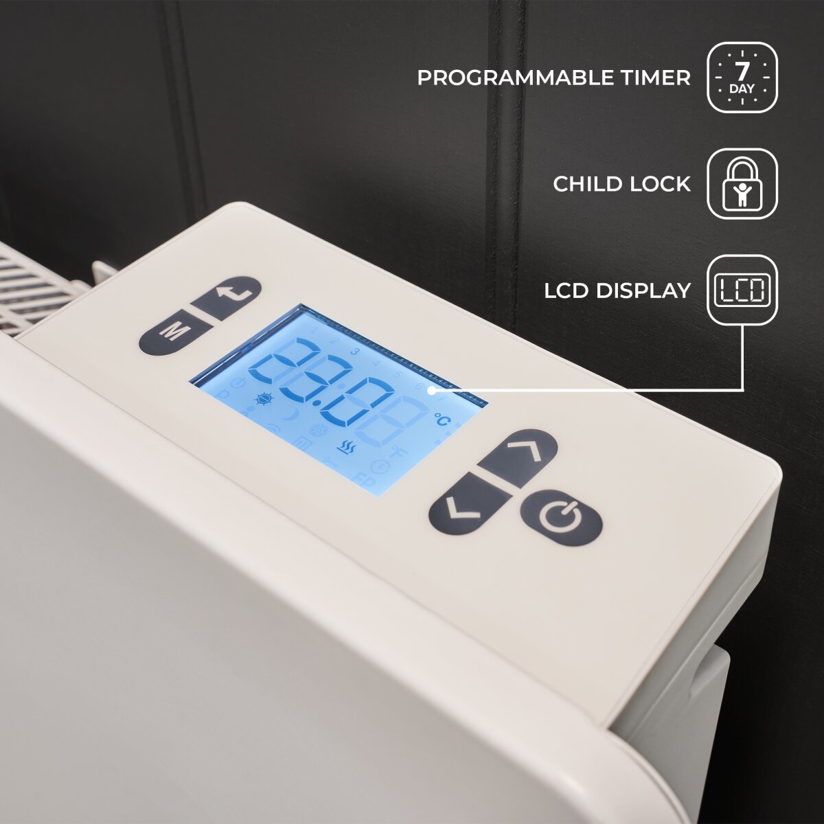 Adam Solis Ceramic Core Electric Radiator in White, 1000W to 2000W, image 4