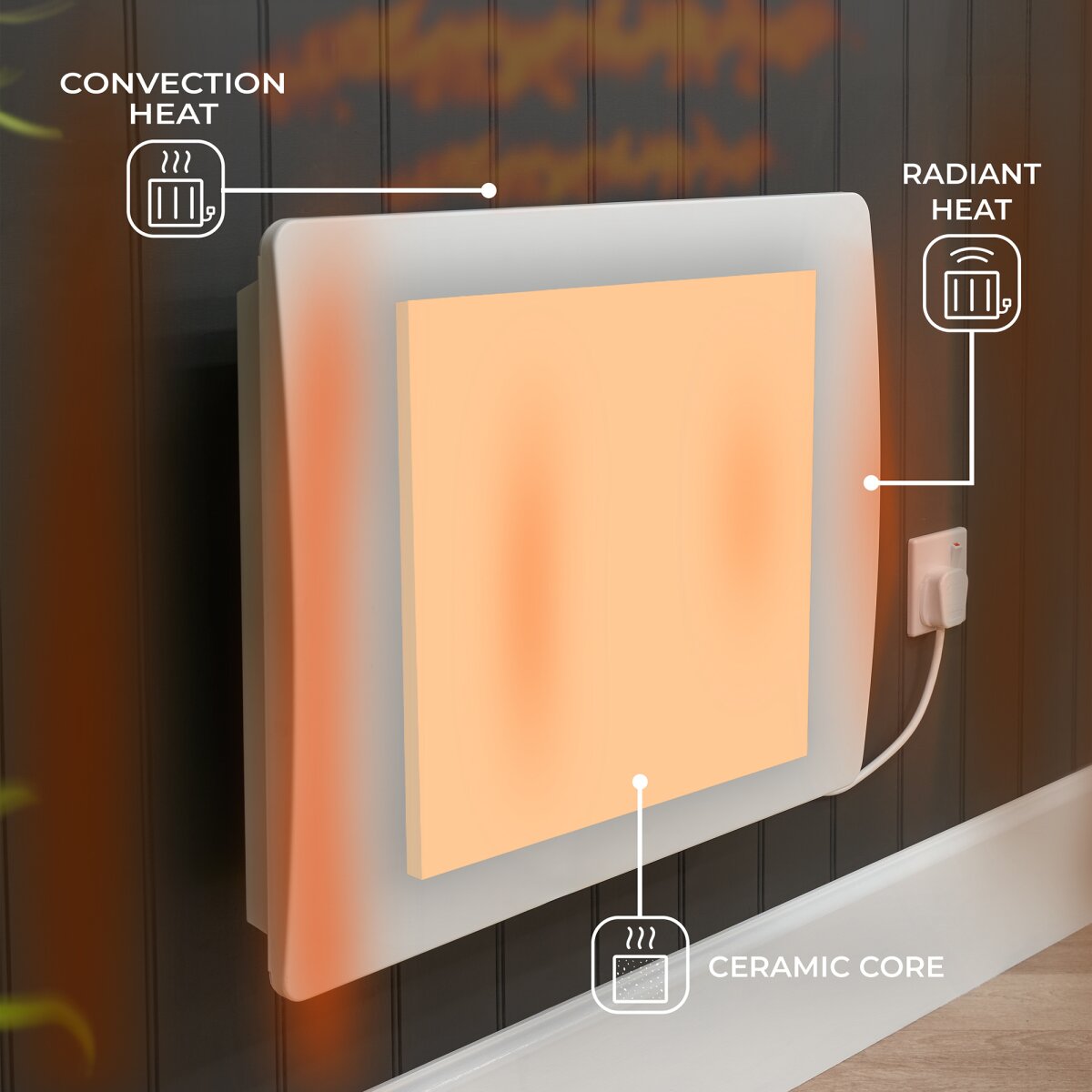 Adam Solis Ceramic Core Electric Radiator in White, 1000W to 2000W, image 7