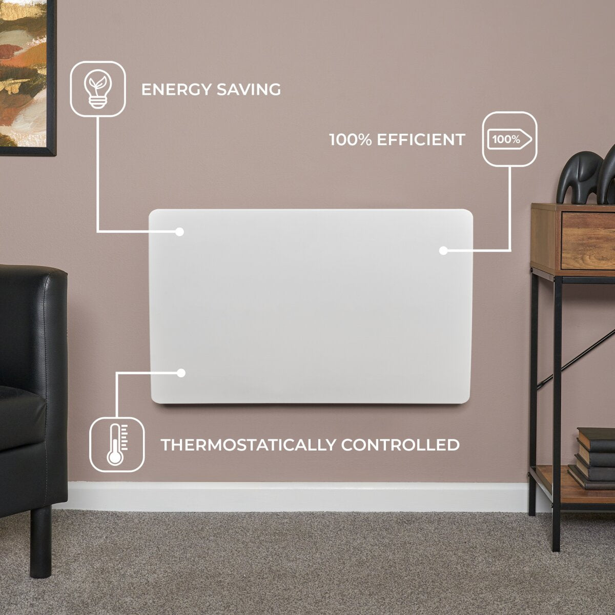 Adam Solis Ceramic Core Electric Radiator in White, 1000W to 2000W, image 12