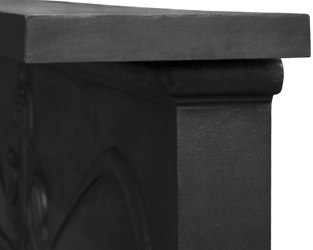 Carron Art Nouveau cast iron fire surround in black, detail