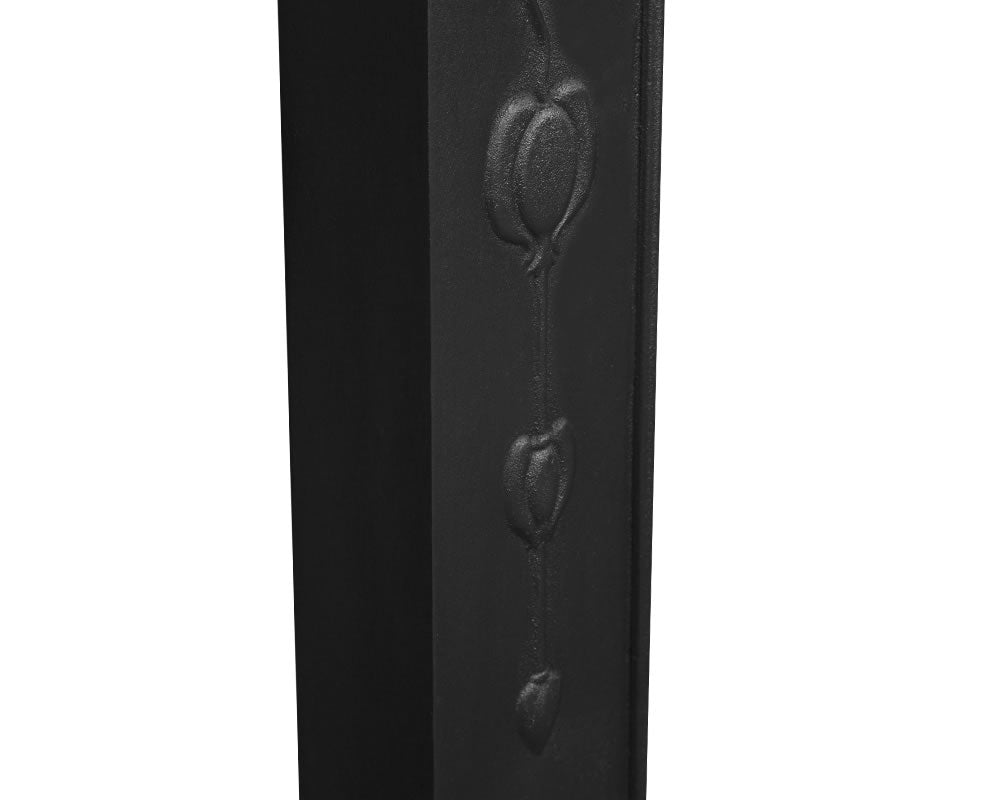 Carron Art Nouveau cast iron fire surround in black, detail