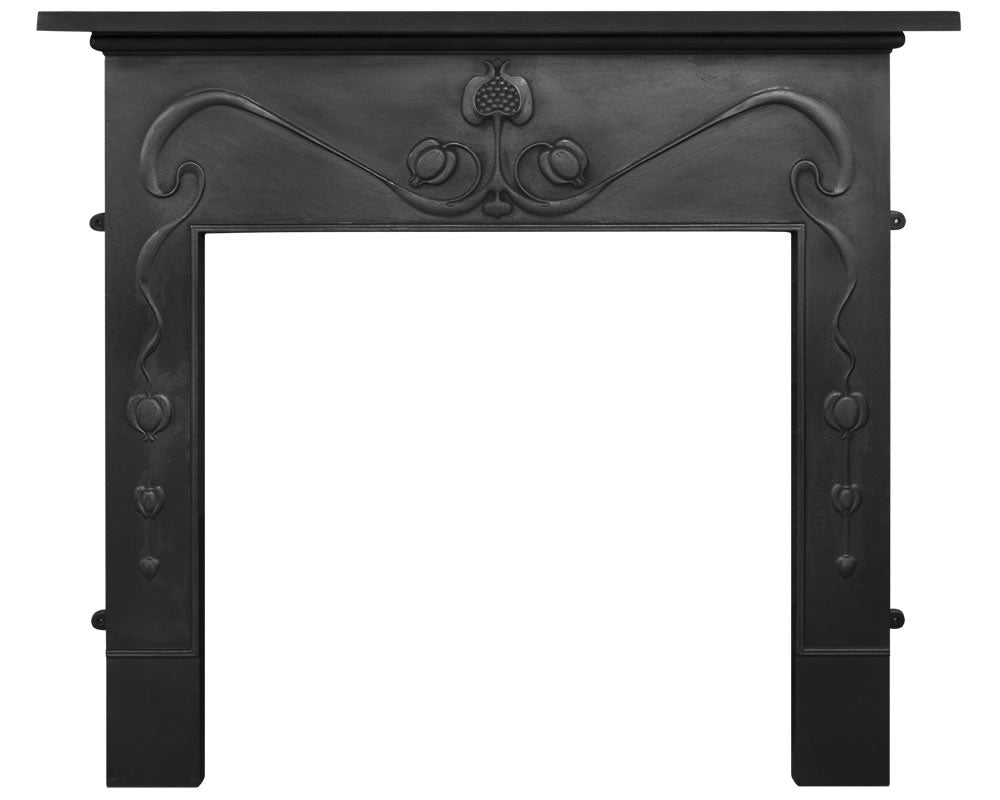 Carron Art Nouveau cast iron fire surround in black