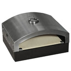 Camp Chef Artisan pizza oven insert in stainless and enamelled steel with its ceramic bakerstone