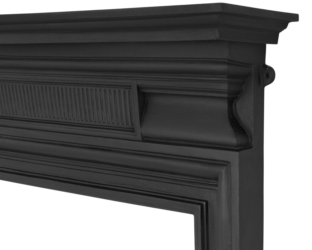 Carron Belgrave cast iron fire surround in black, detail