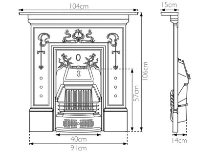 Carron Bella Cast Iron Period Fireplace (41") | Art Nouveau