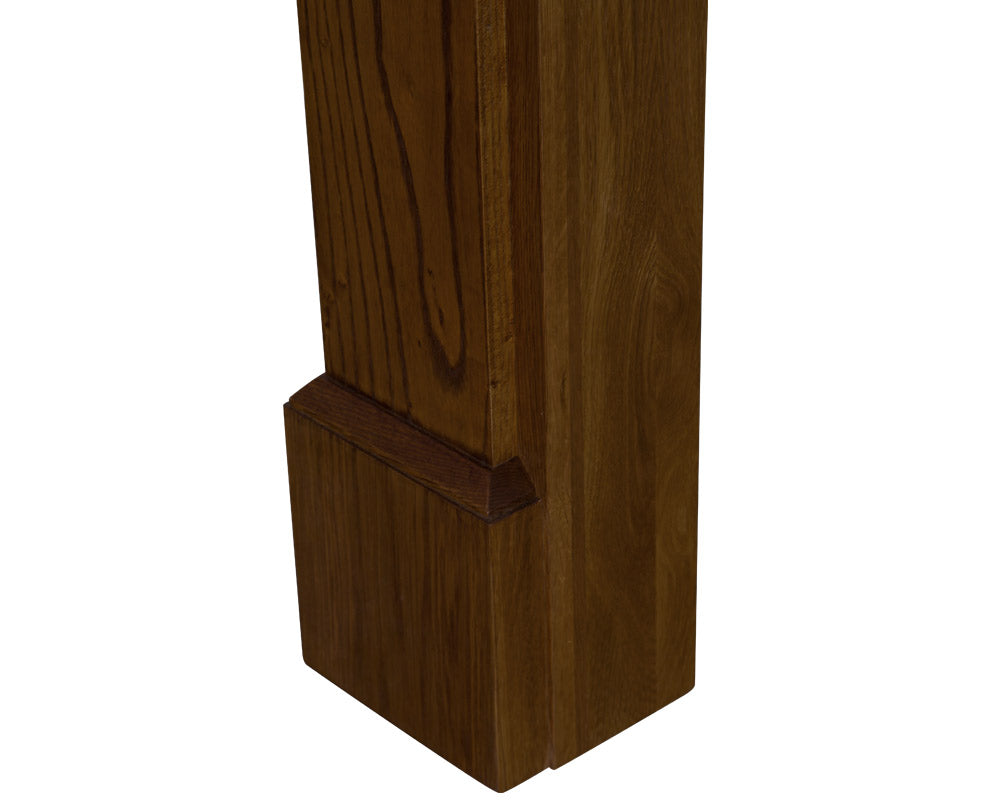 Carron Berrington wooden fire surround in waxed solid oak, leg detail