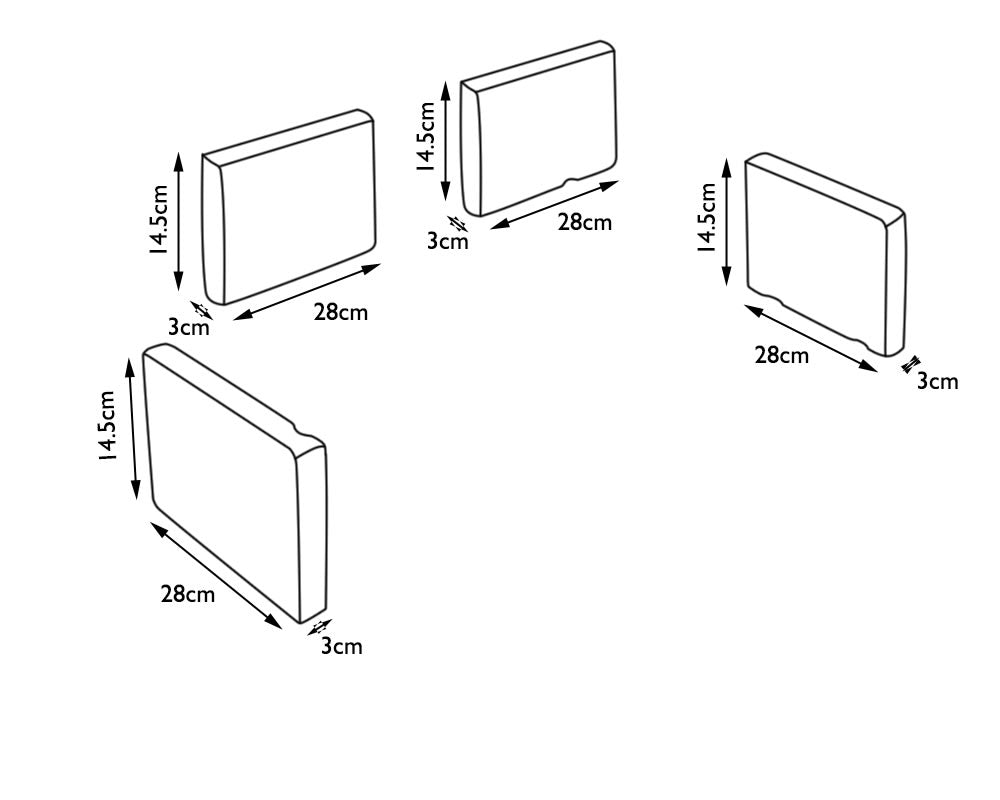 Carron 11kW stove 4 piece firebrick set (BHC612), dimension diagram