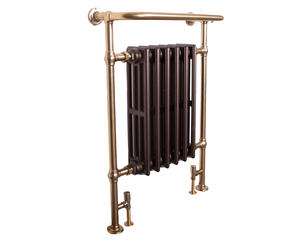 Carron Broughton towel rail in brushed brass with painted cast iron sections