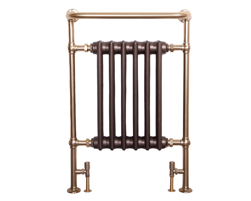 Carron Broughton towel rail in brushed brass with painted cast iron sections