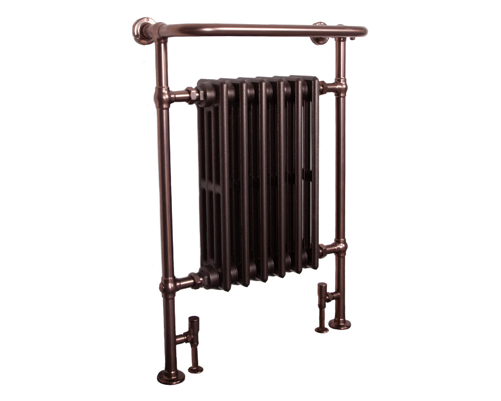 Carron Broughton towel rail in brushed bronze with painted cast iron sections