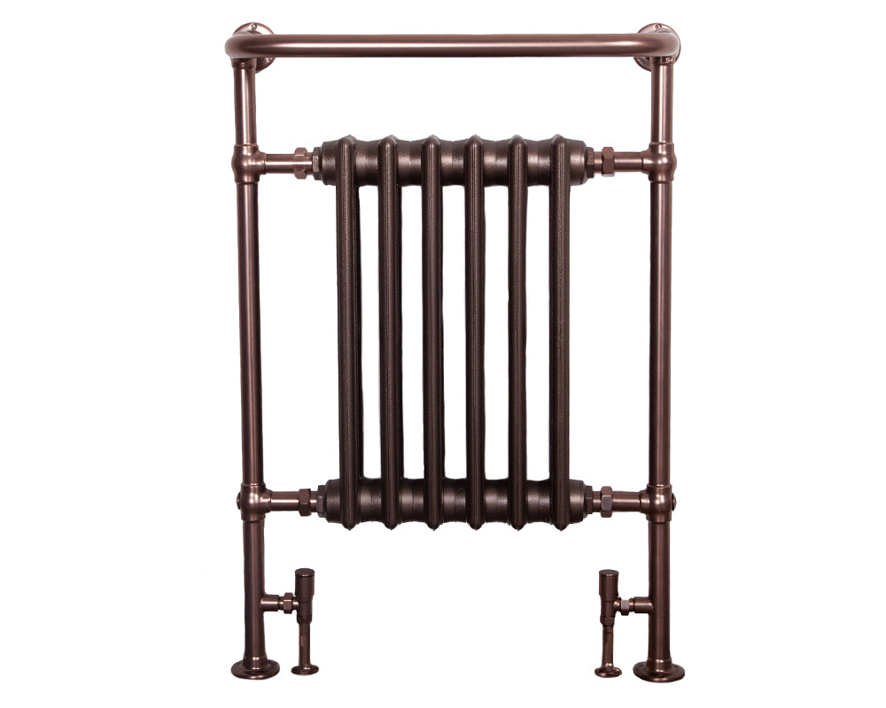 Carron Broughton towel rail in brushed bronze with painted cast iron sections